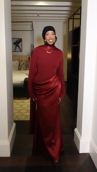 Kifah Evening Gown - Burgundy